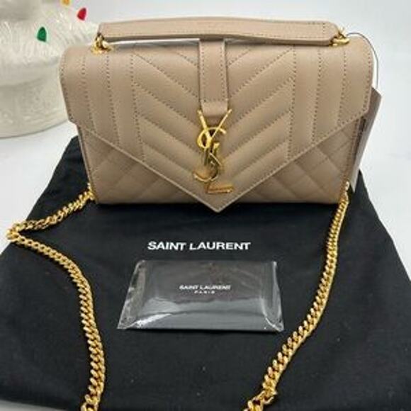 Women's SaintLaurent YSL envelope quilted grain , embossed leather made in Italy - Picture 12 of 13